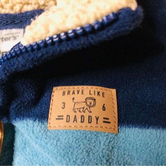 NWOT Carter’s “Brave Like Daddy” Blue Striped Vest w/Collar - Picture 4 of 6